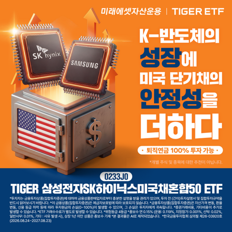 미래에셋, ‘TIGER 삼성전자SK하이닉스미국채혼합50 ETF’ 신규 상장